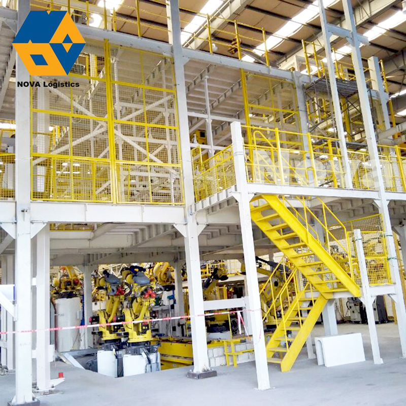 Malakas na tungkulin bodega metal pang -industriya mezzanine platform floor rack