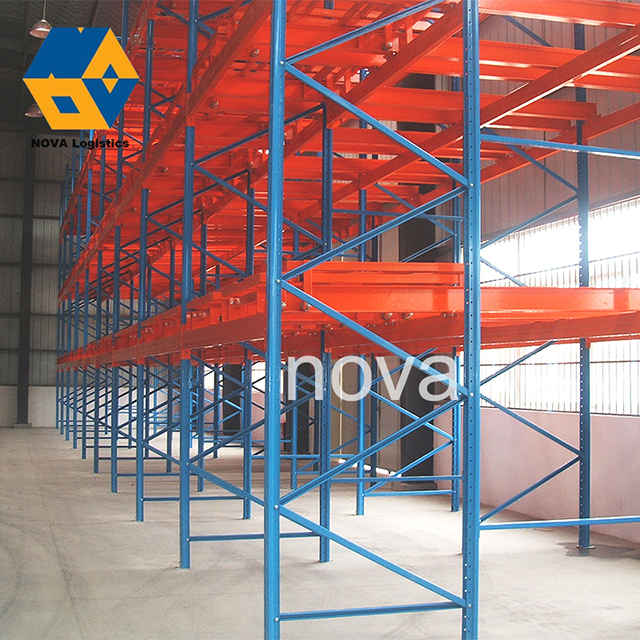 Warehouse Metal Orange Blue Push Back Racking System