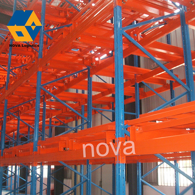 Warehouse Metal Orange Blue Push Back Racking System